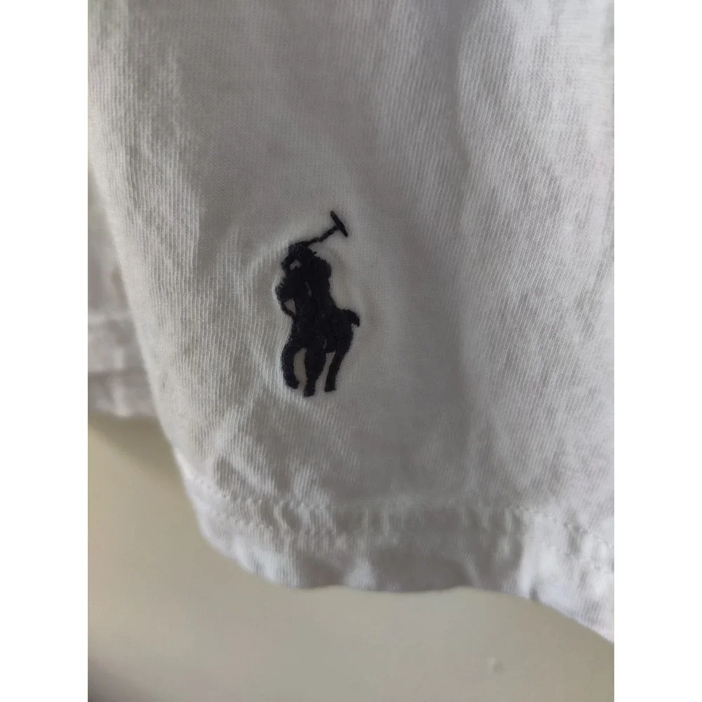 Polo Ralph Lauren T-Shirt Men's Large Short Sleeve White Classic Fit Pony Bottom